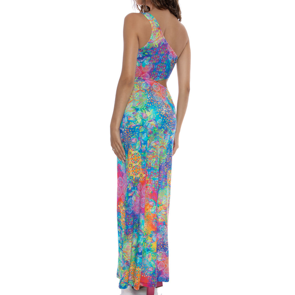 DECO GARDENS - One Shoulder Ring Cut Out Maxi Dress