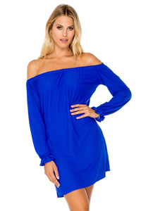 COSITA BUENA - Cuff Bell Sleeve Dress • Electric Blue