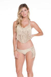 HEART OF A HIPPIE - Weave Fringed Underwire Top & Weave Fringed Skimpy Bottom • Gold Rush