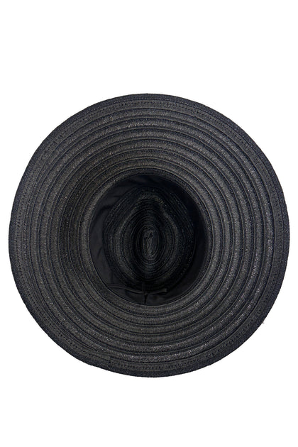 LULI HAT - Metallic Bell Brim Fedora • Black On Black