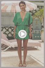 LULI CHIC - Luxe Stitch Playera V-neck Ruffle Dress • Palma