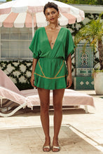 LULI CHIC - Luxe Stitch Playera V-neck Ruffle Dress • Palma