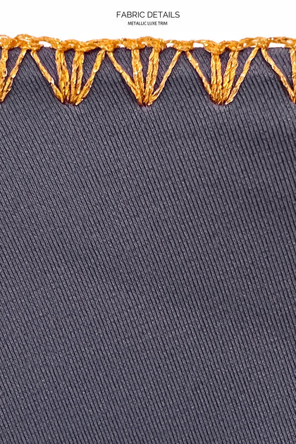 LULI CHIC - Luxe Stitch Free Form Bandeau Top & Seamless Wavy Ruched Back Bottom • Azulejos