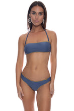 LULI CHIC - Luxe Stitch Free Form Bandeau Top & Seamless Wavy Ruched Back Bottom • Azulejos