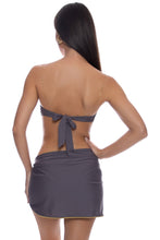 LULI CHIC - Luxe Stitch Free Form Bandeau Top & Sarong Mini Skirt • Piedra Gris