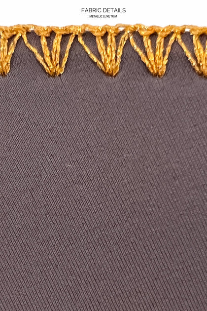 LULI CHIC - Luxe Stitch Free Form Bandeau Top & Sarong Mini Skirt • Piedra Gris