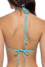 COSITA BUENA - Wavy Triangle Top & Strappy Brazilian Ruched Back Bottom • Aruba Blue Influencer