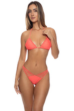 COSITA BUENA - Wavy Triangle Top & Strappy  Ruched Back Bottom • Fire Coral