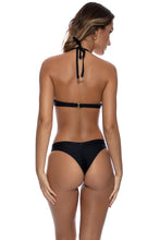 COSITA BUENA - Plunge Push Up Fringe Underwire Top & Drawstring Ruched  Bottom • Black