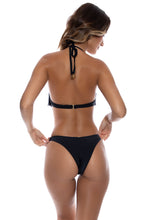 COSITA BUENA - Plunge Push Up Fringe Underwire Top & High Leg Brazilian Bottom • Black