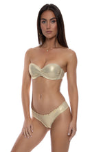 COSITA BUENA - Underwire Push Up Bandeau Top & Wavy Brazilian Ruched Back  Bottom • Gold Rush