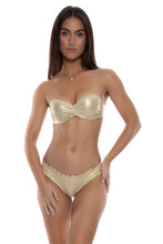COSITA BUENA - Underwire Push Up Bandeau Top & Wavy Brazilian Ruched Back  Bottom • Gold Rush