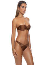 COSITA BUENA - Underwire Push Up Bandeau Top & Strappy  Ruched Back Bottom • Brown