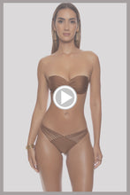 COSITA BUENA - Underwire Push Up Bandeau Top & Strappy  Ruched Back Bottom • Brown