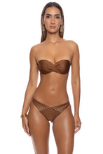 COSITA BUENA - Underwire Push Up Bandeau Top & Strappy  Ruched Back Bottom • Brown