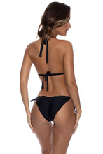 COSITA BUENA - Halter Triangle Top & Wavy Ruched Back Full Tie Side Bottom • Black