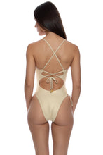 COSITA BUENA - Square Neck Laced Up One Piece • Gold Rush