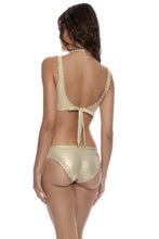 COSITA BUENA - Wavy Scoop Neck Drawstring Top & Full Ruched Back Bottom • Gold Rush