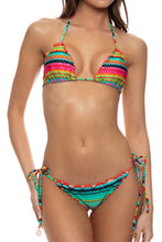 HOLA VERANO! - Wavy Triangle Top & Wavy Ruched Back Tie Side Bottom • Multicolor