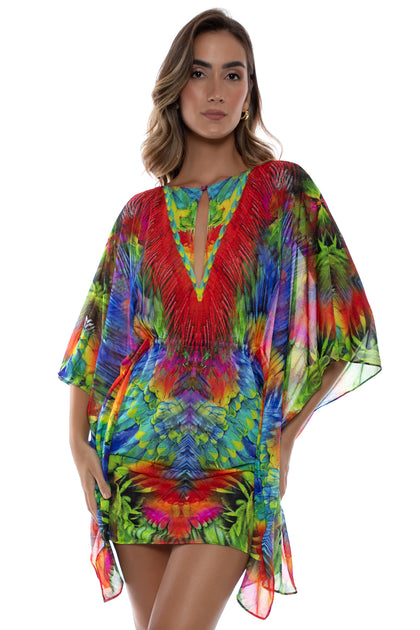 MUNDO DE COLORES - Button Front Short Caftan • Multicolor