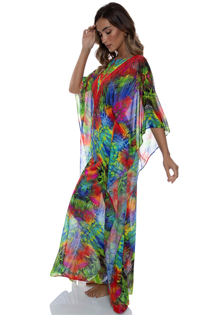 MUNDO DE COLORES - Button Front Long Caftan • Multicolor