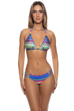 TRIBAL BEACH - Triangle Halter Top & Multi Strings Full Bottom • Multicolor