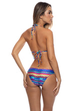 TRIBAL BEACH - Molded Push Up Bandeau Halter Top & Multi Strings Full Bottom • Multicolor