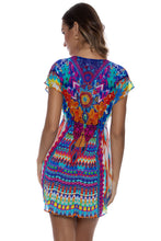 TRIBAL BEACH - Cap Sleeve Short Caftan • Multicolor