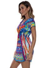 TRIBAL BEACH - Cap Sleeve Short Caftan • Multicolor