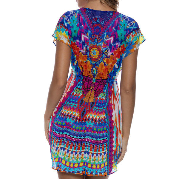 TRIBAL BEACH - Cap Sleeve Short Caftan