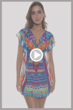 TRIBAL BEACH - Cap Sleeve Short Caftan • Multicolor