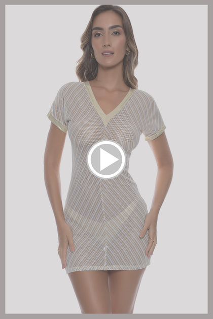 DESERT BABE - Vneck Bodycon Dress • White