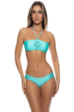 PINEAPPLE FIELDS - Weave Center Bandeau Top & Full Bottom • Aquamarine