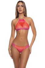 LULI SUNSET - Crochet Illusion Halter Top & Braided Side Full Bottom • Multicolor