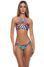 LIKE A FLAME - Glam High Neck Top & Strapped Front Low Rise Bottom • Multicolor