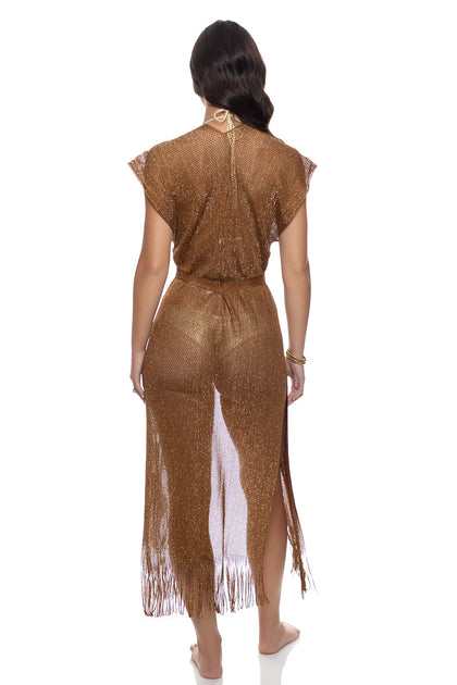 SUNSHINE ADDICT - Long Caftan • Brown | Gold