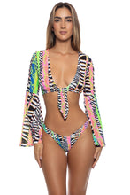 LULI DISCO - Bell Sleeve Crop Top & High Leg Brazilian Bottom • Multicolor