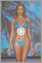 CHASING STARS - Sequins Triangle Top & Sequins Ruched Back Brazilian Tie Side Bottom • Sky Blue Runway