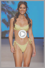 CHASING STARS - Sequins Balconette Top & Sequins Ruched Back Brazilian Tie Side Bottom • Neon Yellow Runway