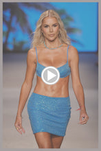 CHASING STARS - Sequins Balconette Top & Sequins Mini Skirt • Sky Blue Runway