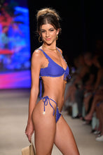 LULI ADORE - Wavy Luxe Stitch Scoop Neck Drawstring Top & Wavy Luxe Stitch Brazilian Tie Side Ruched Back Bottom • Blue Runway