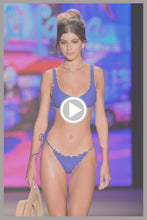 LULI ADORE - Wavy Luxe Stitch Scoop Neck Drawstring Top & Wavy Luxe Stitch Brazilian Tie Side Ruched Back Bottom • Blue Runway