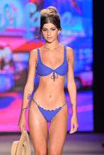 LULI ADORE - Wavy Luxe Stitch Scoop Neck Drawstring Top & Wavy Luxe Stitch Brazilian Tie Side Ruched Back Bottom • Blue Runway