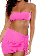 LULI ADORE - Wavy Luxe Stitch Free Form Bandeau Top & Wavy Luxe Stitch Scrunched Up Mini Skirt • Pink