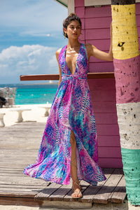 LULI INSTINCT - Convertible Maxi Dress • Blue|pink