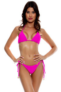 AMAZONIA - Seamless Triangle Top & Seamless Ruched Back Brazilian Tie Side Bottom • Pink Orchid