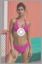 AMAZONIA - Triangle Halter Top & Seamless Full Ruched Back Bottom • Pink Orchid