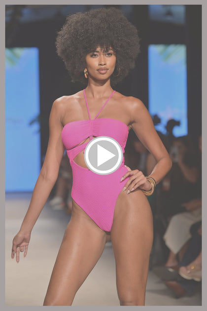 AMAZONIA - Drawstring Halter Cut Out One Piece • Pink Orchid Runway