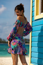 JUNGLE FEVER - Long Sleeve Cut Out Short Dress • Multicolor