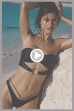 JETSET LULI - Double Loop Bandeau Crop Top  & Strappy Loop Brazilian Scrunch Bottom • Black